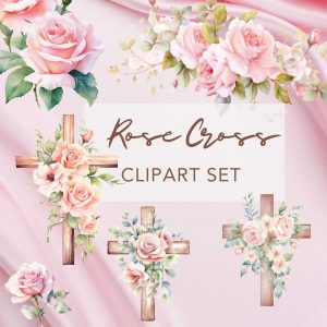 Set of 12 Rose Flower Cliparts