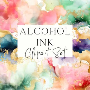 Alcohol Ink Cliparts with Gold Trimmings
